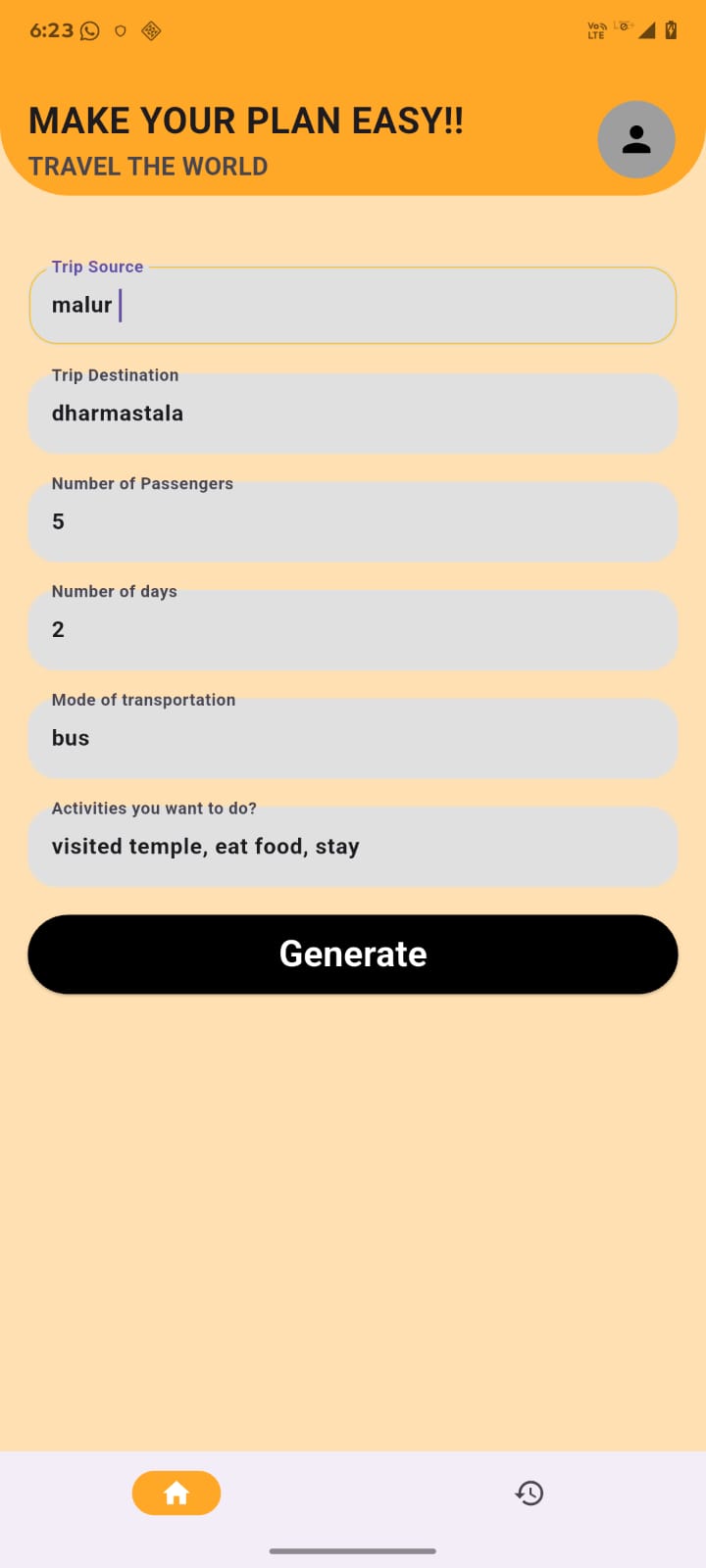 Trip Planner Form